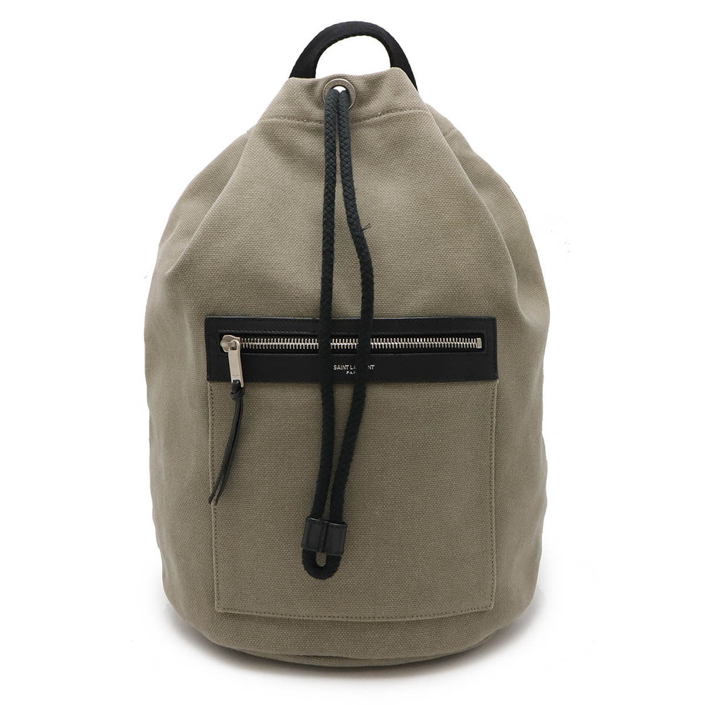 SAINT LAURENT PARIS YSL Yves Hobo Bag Canvas Khaki Green Pouch